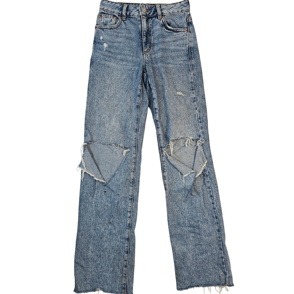 Garage Denim 90s Straight Jeans Light Wash Distressed Blue Size 00 23